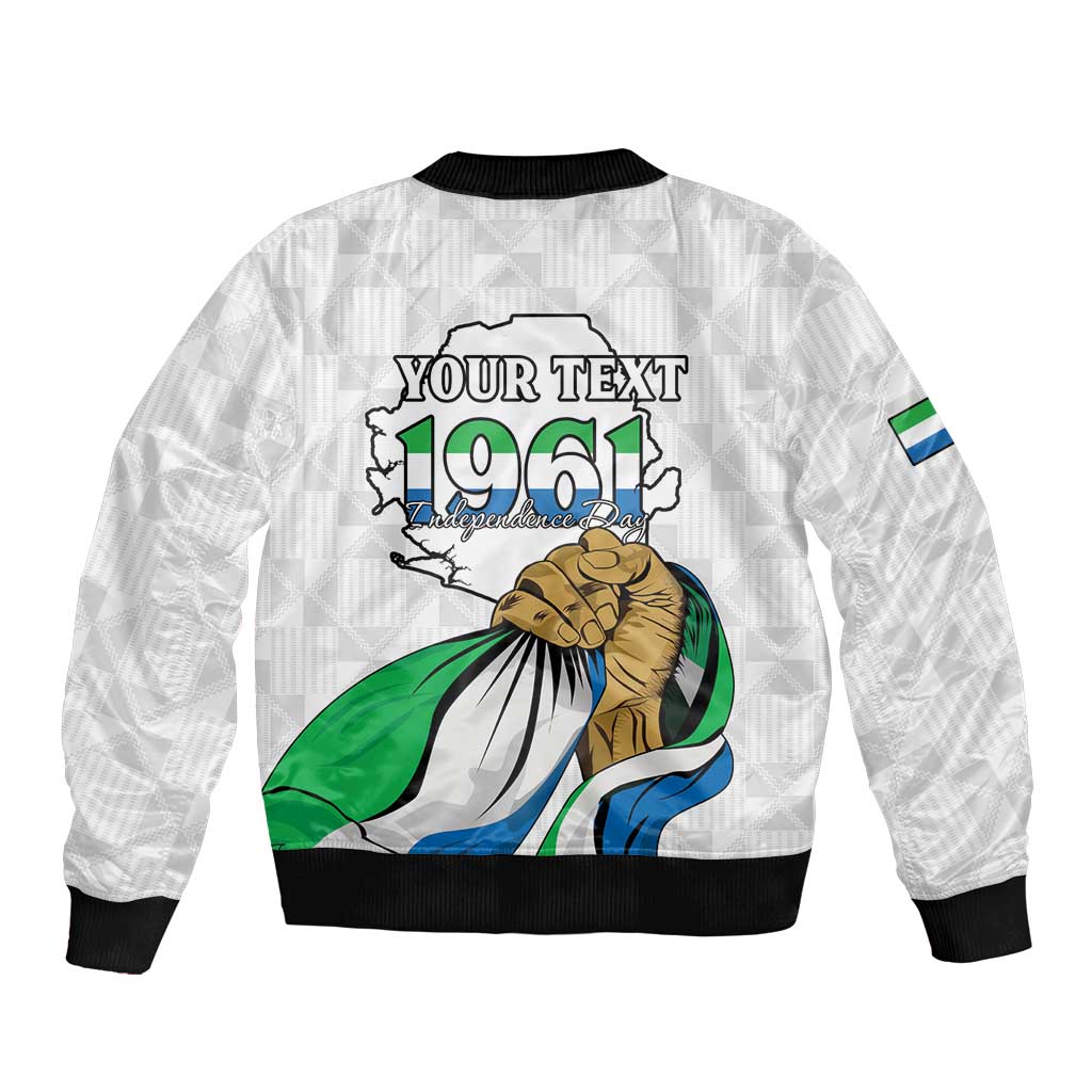 Personalised Sierra Leone Independence Day Bomber Jacket Map With Kente Pattern