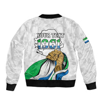 Personalised Sierra Leone Independence Day Bomber Jacket Map With Kente Pattern