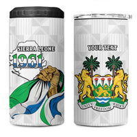 Personalised Sierra Leone Independence Day 4 in 1 Can Cooler Tumbler Map With Kente Pattern