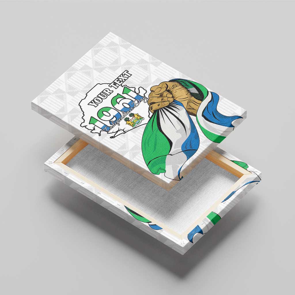 Personalised Sierra Leone Independence Day Canvas Wall Art Map With Kente Pattern