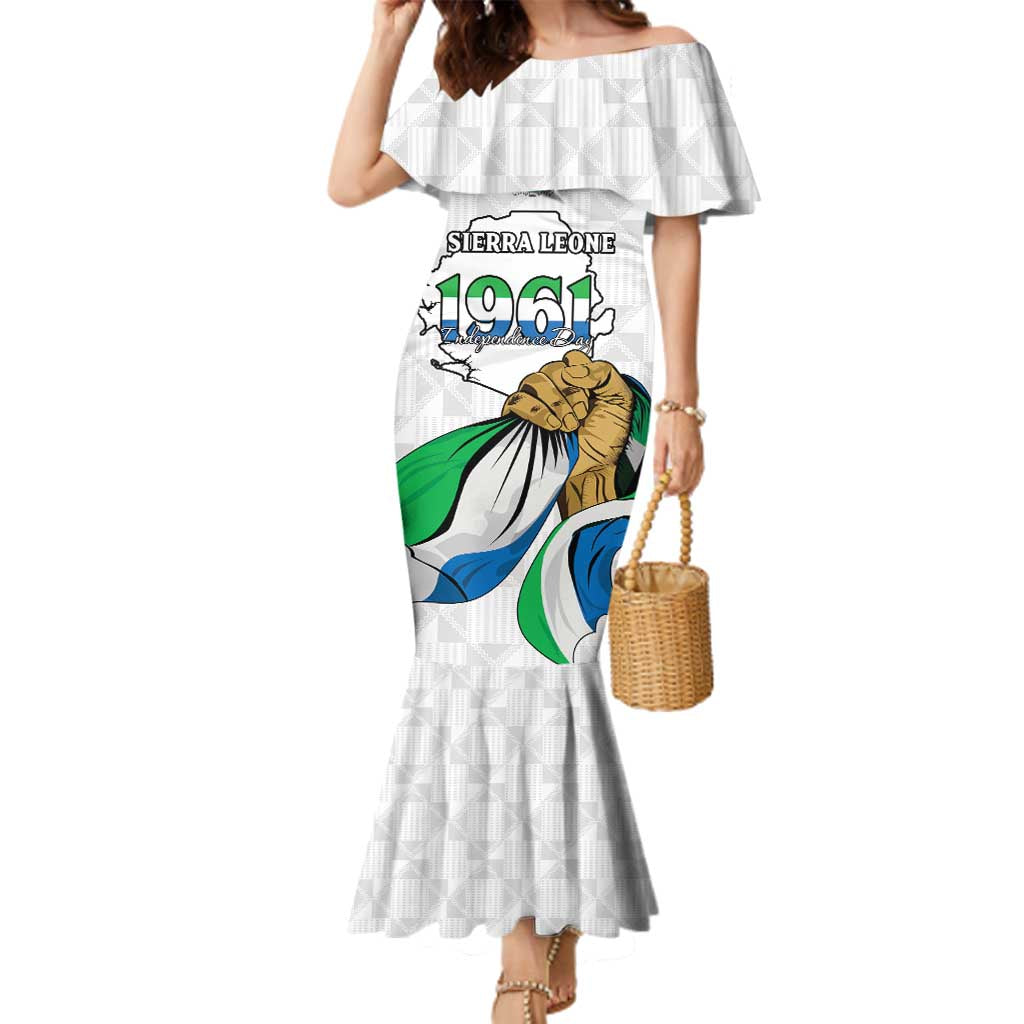 Personalised Sierra Leone Independence Day Family Matching Mermaid Dress and Hawaiian Shirt Map With Kente Pattern