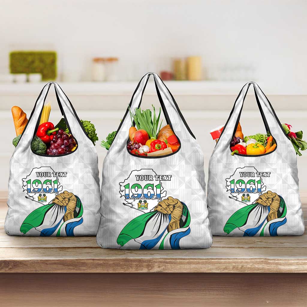 Personalised Sierra Leone Independence Day Grocery Bag Map With Kente Pattern
