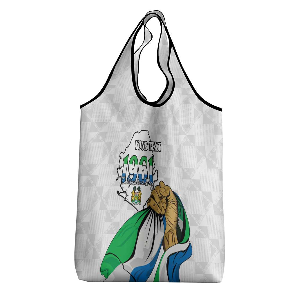 Personalised Sierra Leone Independence Day Grocery Bag Map With Kente Pattern