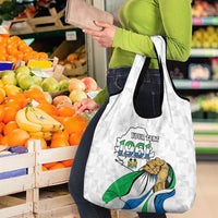 Personalised Sierra Leone Independence Day Grocery Bag Map With Kente Pattern