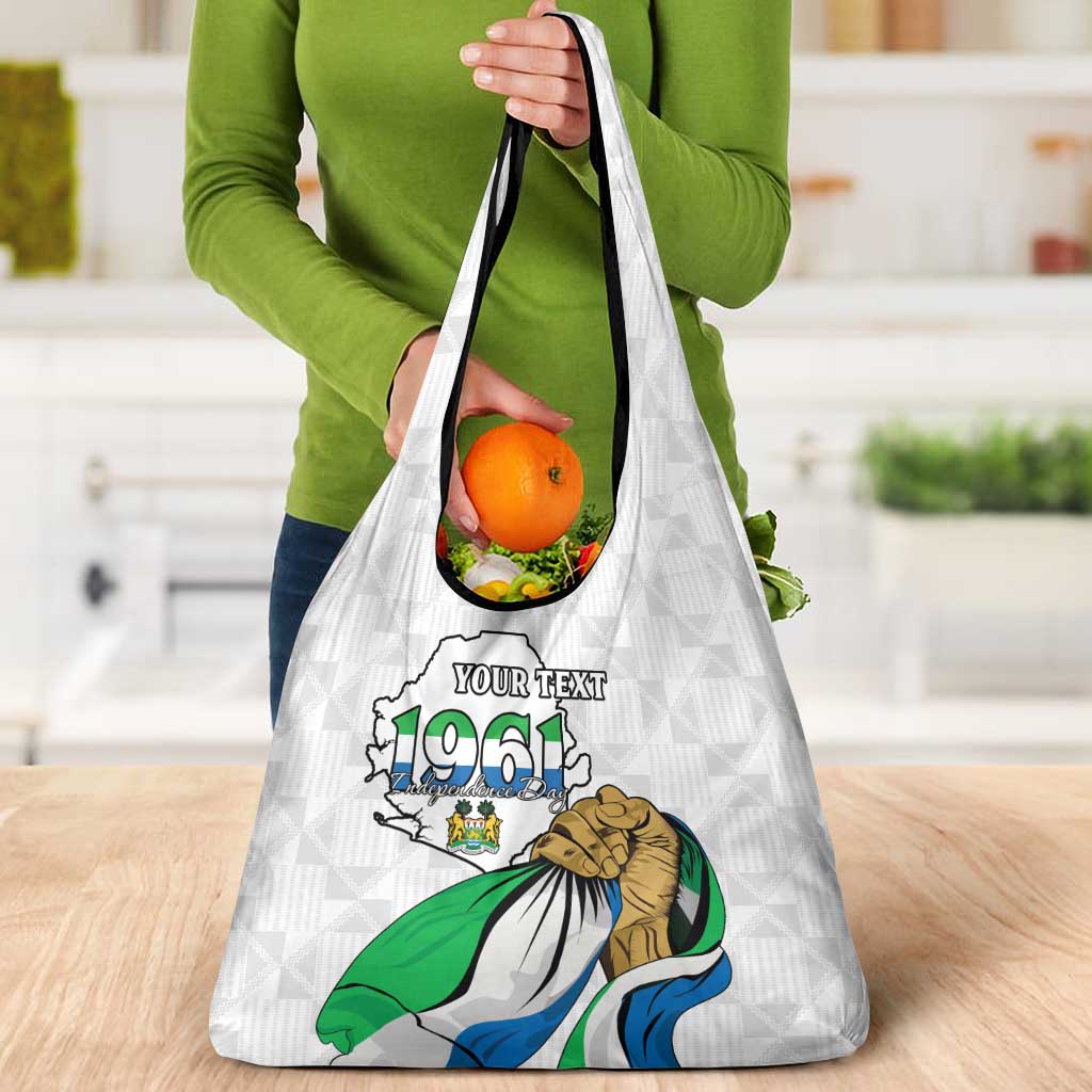 Personalised Sierra Leone Independence Day Grocery Bag Map With Kente Pattern
