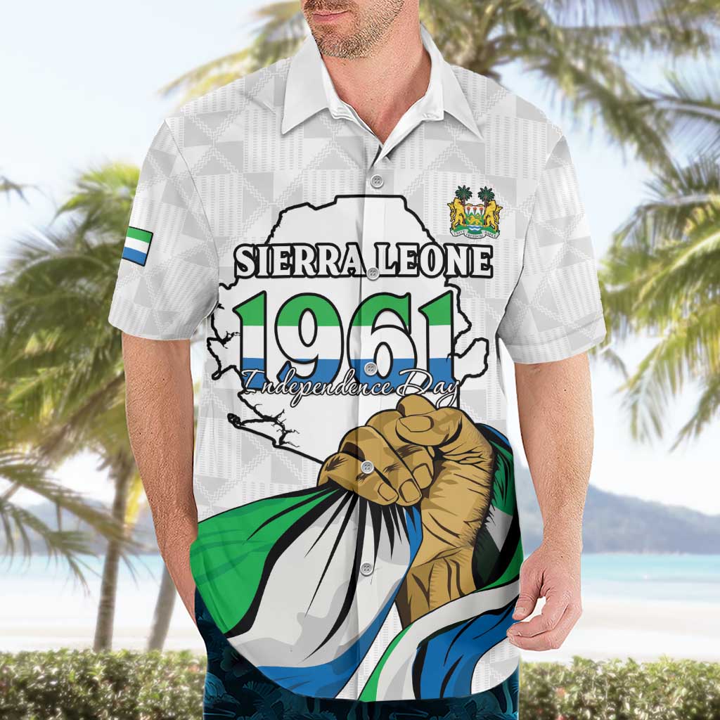 Personalised Sierra Leone Independence Day Hawaiian Shirt Map With Kente Pattern
