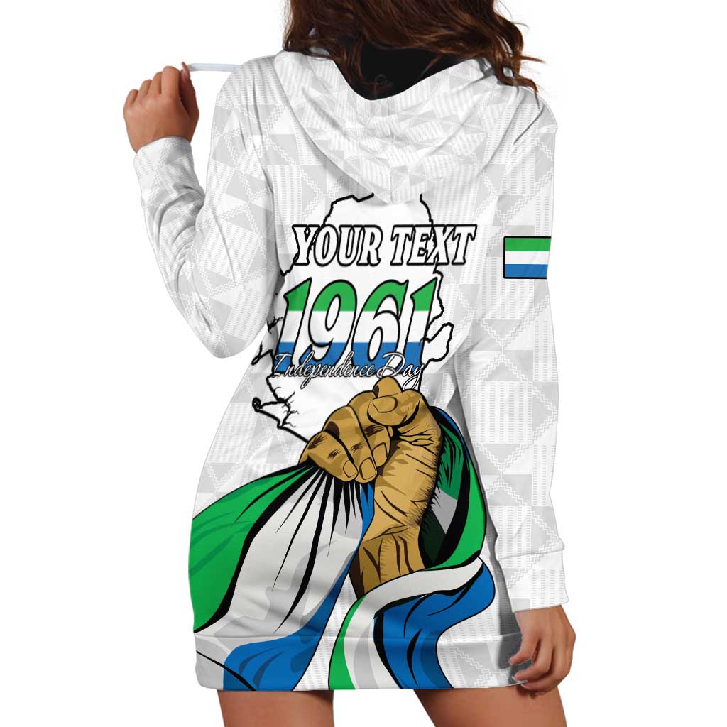 Personalised Sierra Leone Independence Day Hoodie Dress Map With Kente Pattern