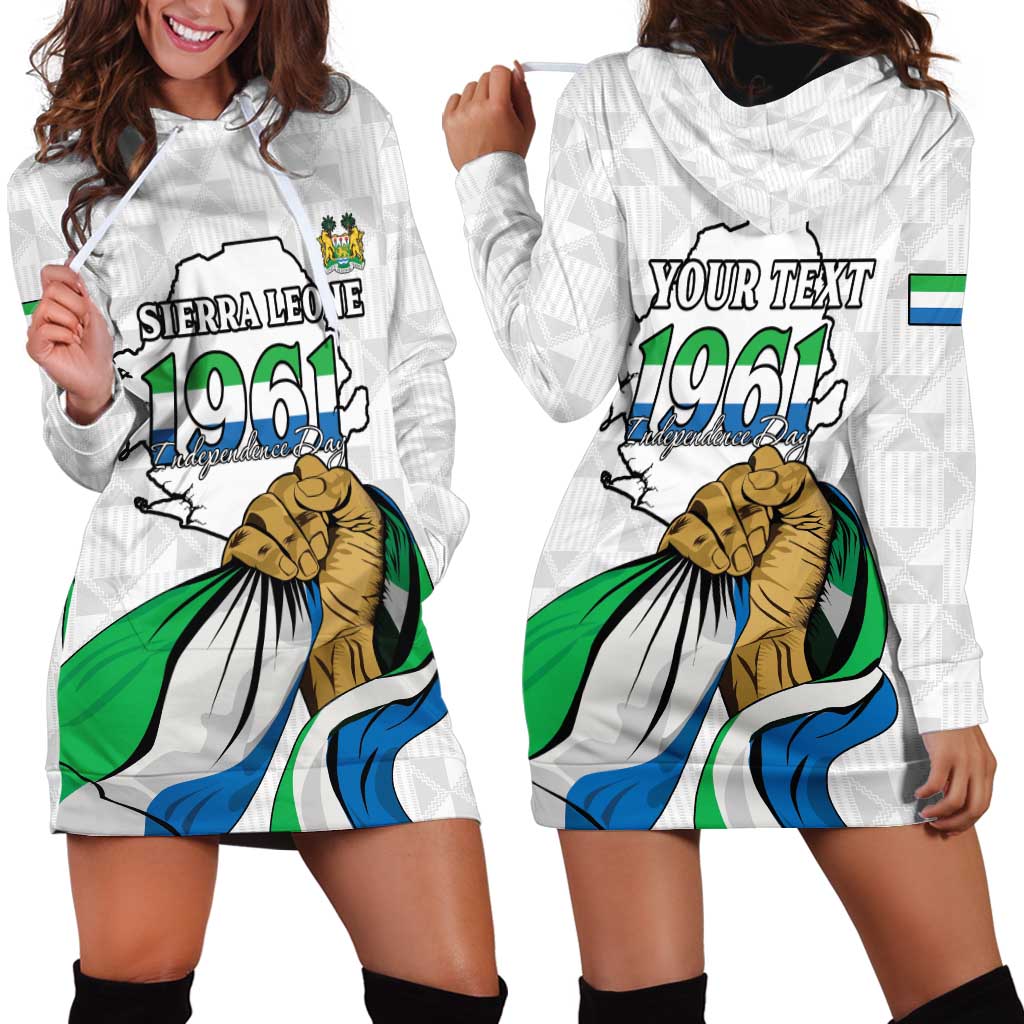 Personalised Sierra Leone Independence Day Hoodie Dress Map With Kente Pattern