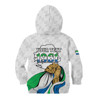 Personalised Sierra Leone Independence Day Kid Hoodie Map With Kente Pattern