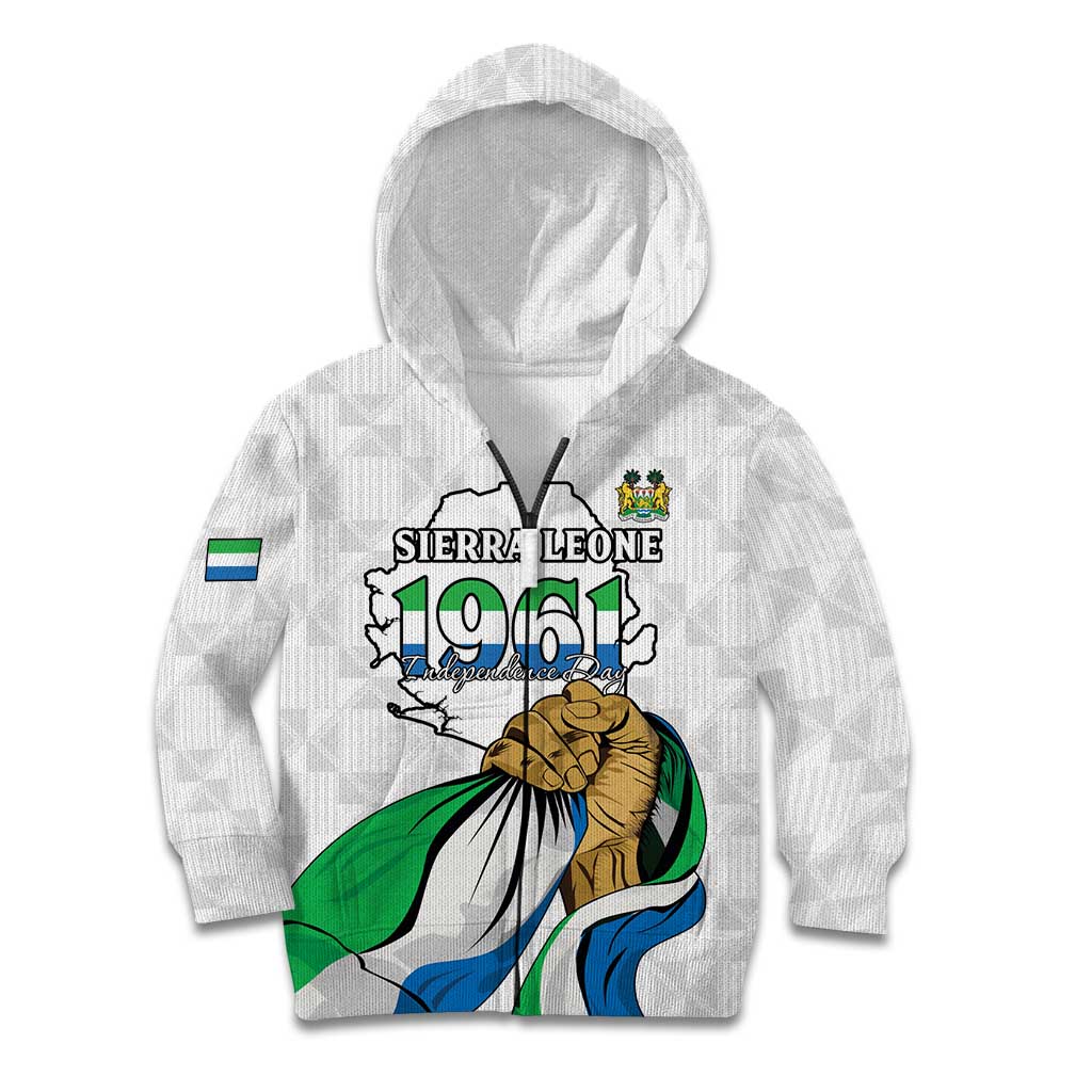 Personalised Sierra Leone Independence Day Kid Hoodie Map With Kente Pattern