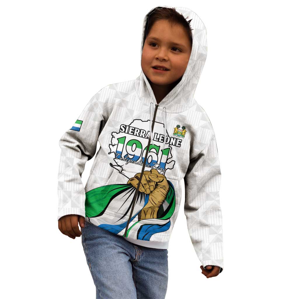 Personalised Sierra Leone Independence Day Kid Hoodie Map With Kente Pattern