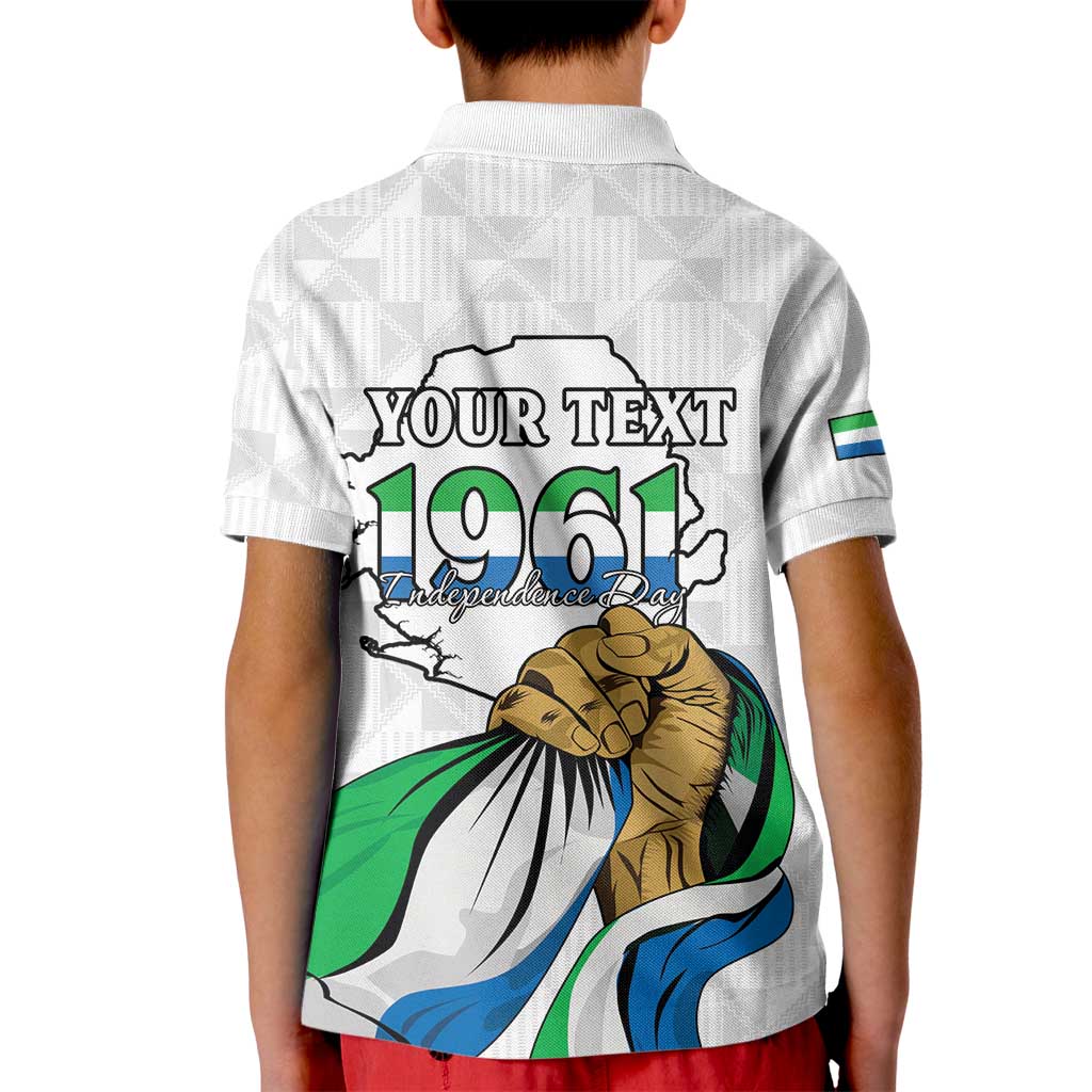 Personalised Sierra Leone Independence Day Kid Polo Shirt Map With Kente Pattern