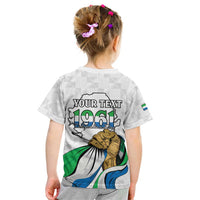 Personalised Sierra Leone Independence Day Kid T Shirt Map With Kente Pattern