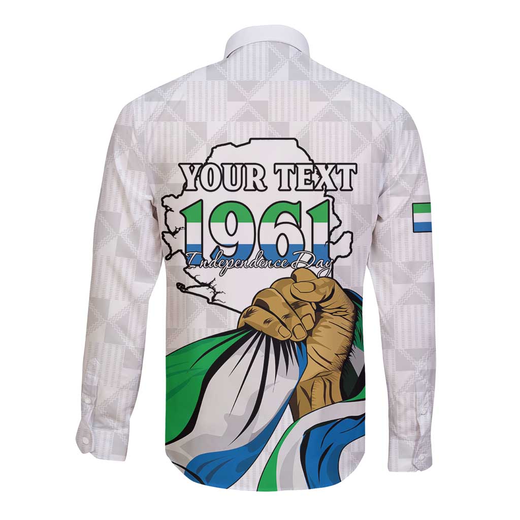 Personalised Sierra Leone Independence Day Long Sleeve Button Shirt Map With Kente Pattern