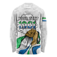 Personalised Sierra Leone Independence Day Long Sleeve Shirt Map With Kente Pattern