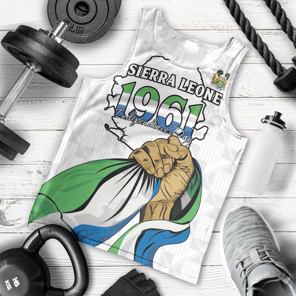 Personalised Sierra Leone Independence Day Men Tank Top Map With Kente Pattern