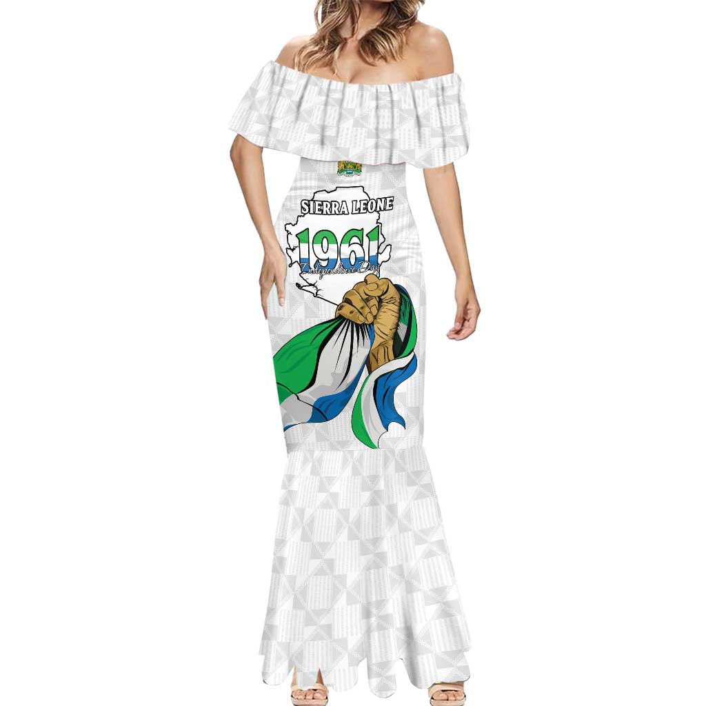 Personalised Sierra Leone Independence Day Mermaid Dress Map With Kente Pattern