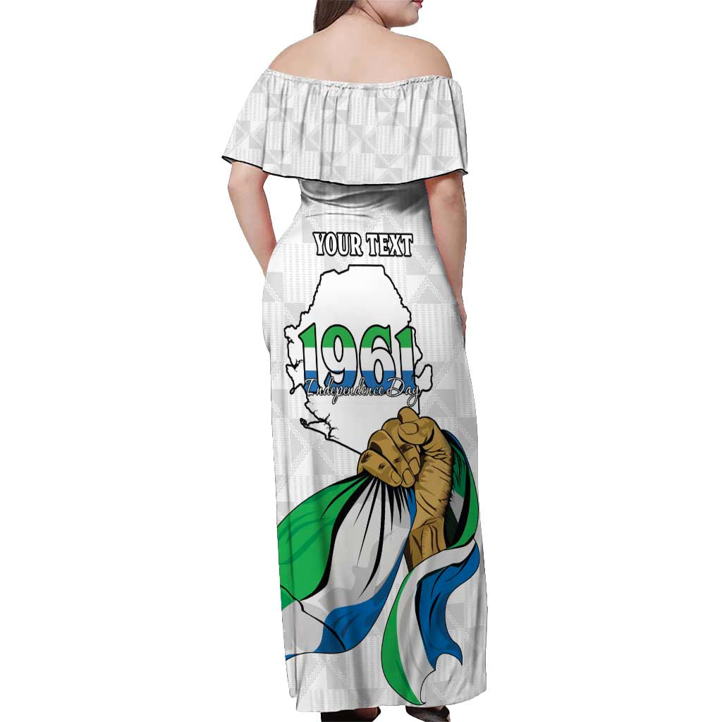 Personalised Sierra Leone Independence Day Off Shoulder Maxi Dress Map With Kente Pattern