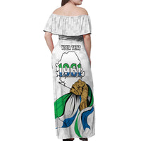 Personalised Sierra Leone Independence Day Off Shoulder Maxi Dress Map With Kente Pattern