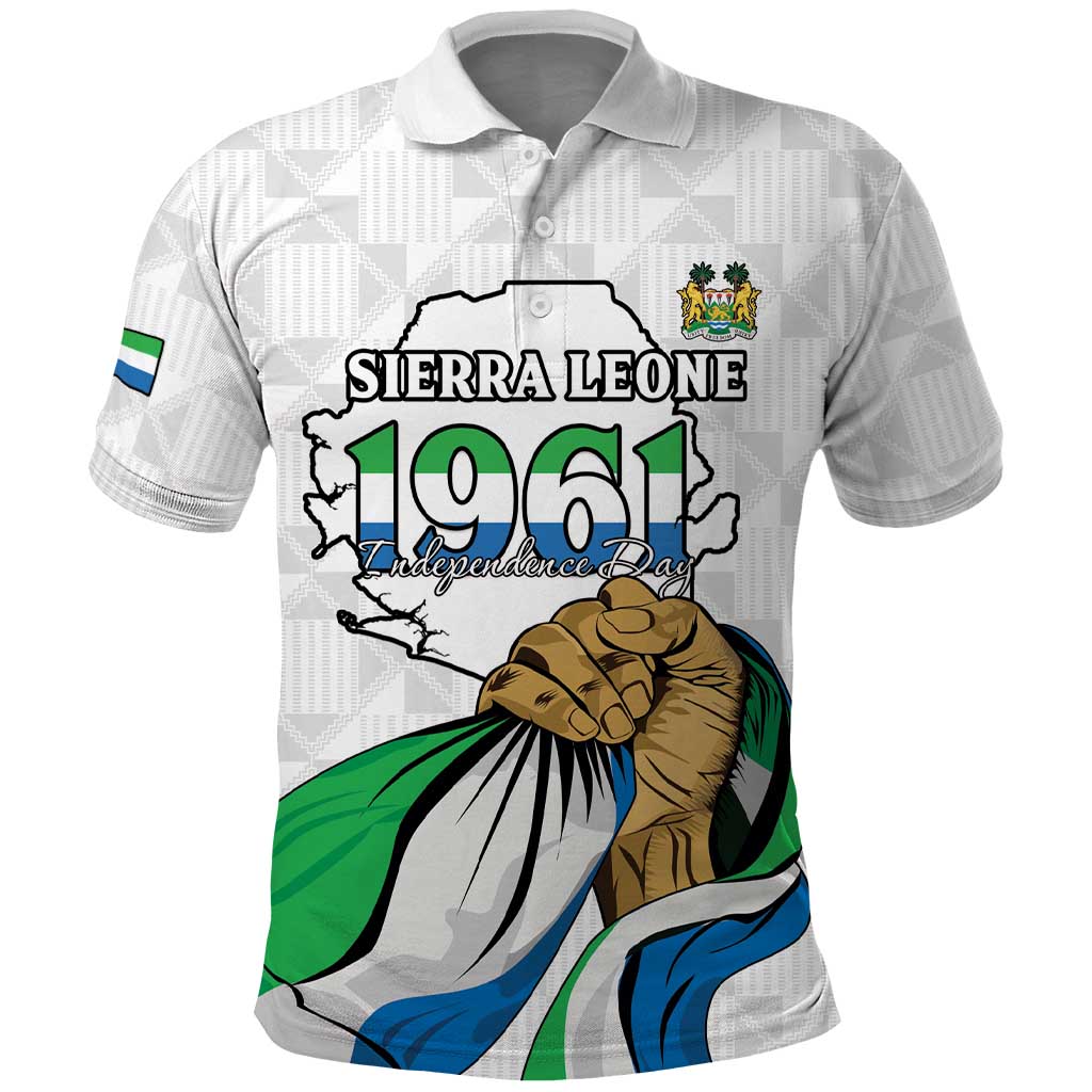 Personalised Sierra Leone Independence Day Polo Shirt Map With Kente Pattern