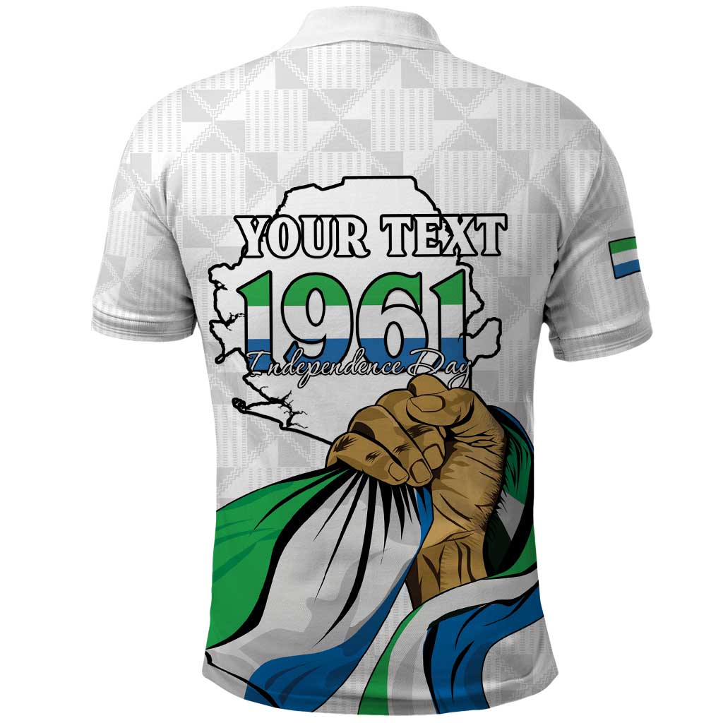 Personalised Sierra Leone Independence Day Polo Shirt Map With Kente Pattern