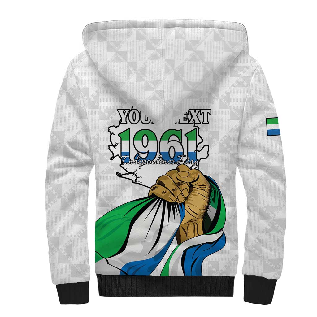 Personalised Sierra Leone Independence Day Sherpa Hoodie Map With Kente Pattern