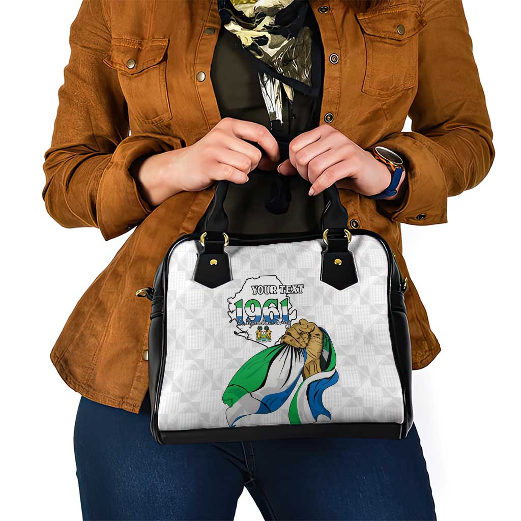 Personalised Sierra Leone Independence Day Shoulder Handbag Map With Kente Pattern