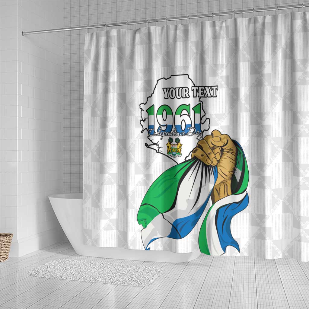 Personalised Sierra Leone Independence Day Shower Curtain Map With Kente Pattern