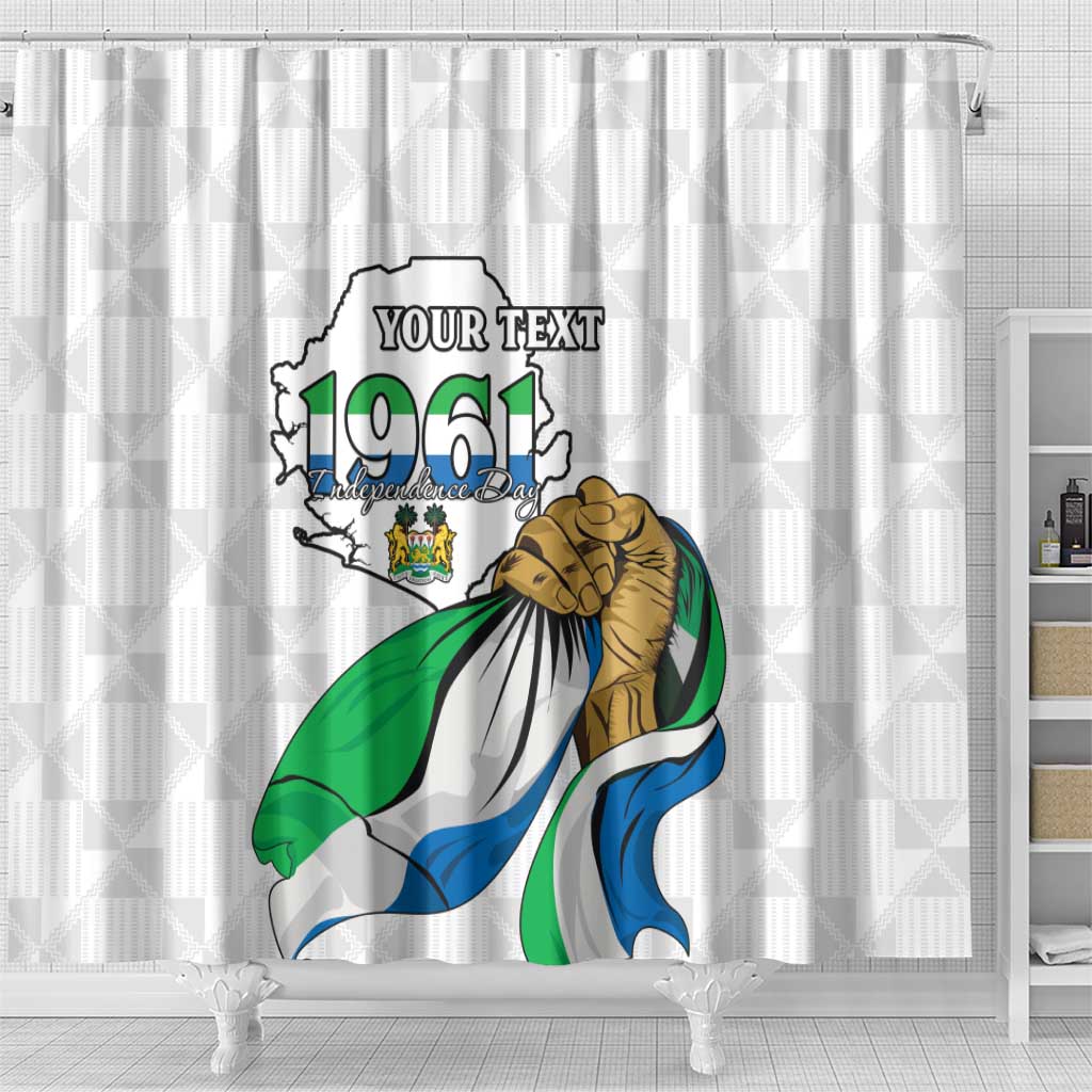 Personalised Sierra Leone Independence Day Shower Curtain Map With Kente Pattern