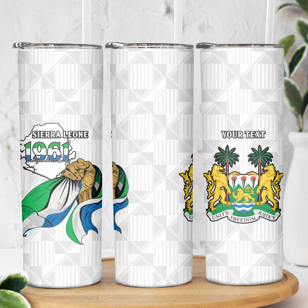 Personalised Sierra Leone Independence Day Skinny Tumbler Map With Kente Pattern