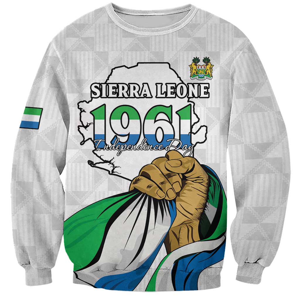 Personalised Sierra Leone Independence Day Sweatshirt Map With Kente Pattern