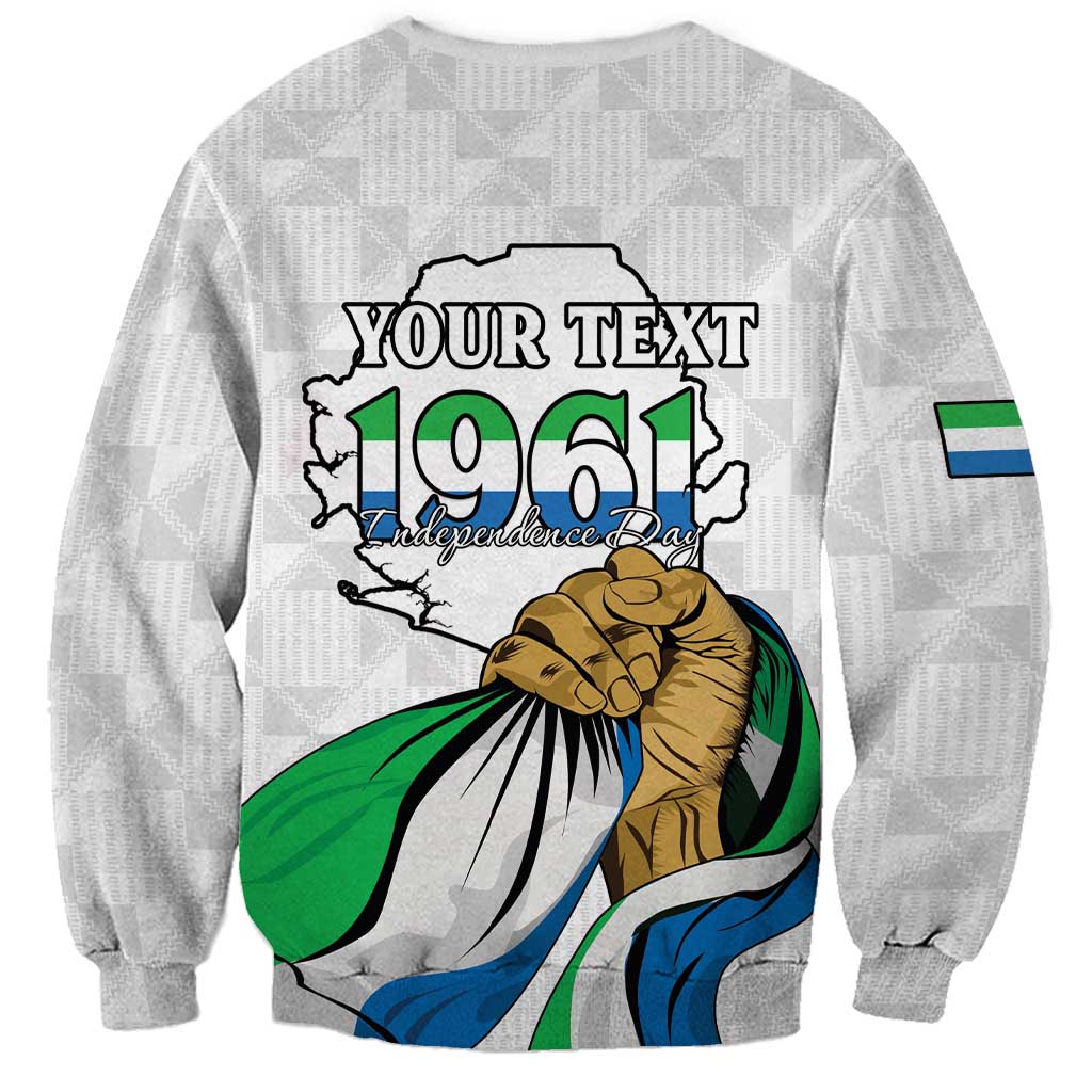 Personalised Sierra Leone Independence Day Sweatshirt Map With Kente Pattern