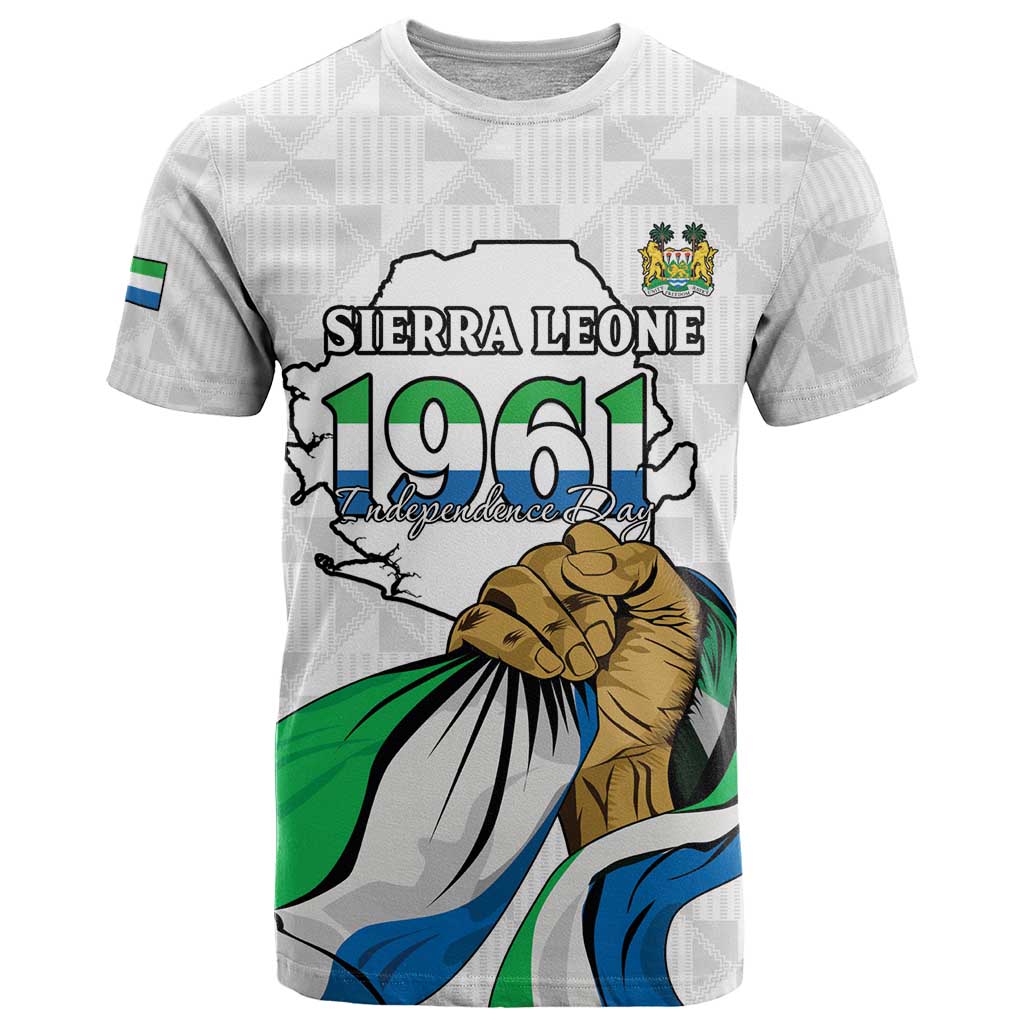 Personalised Sierra Leone Independence Day T Shirt Map With Kente Pattern