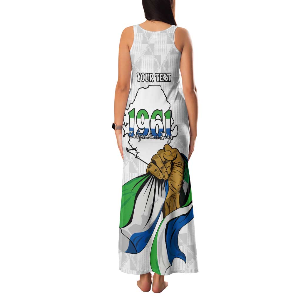 Personalised Sierra Leone Independence Day Tank Maxi Dress Map With Kente Pattern