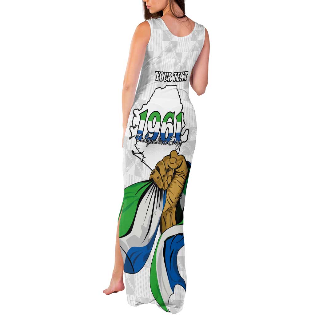 Personalised Sierra Leone Independence Day Tank Maxi Dress Map With Kente Pattern