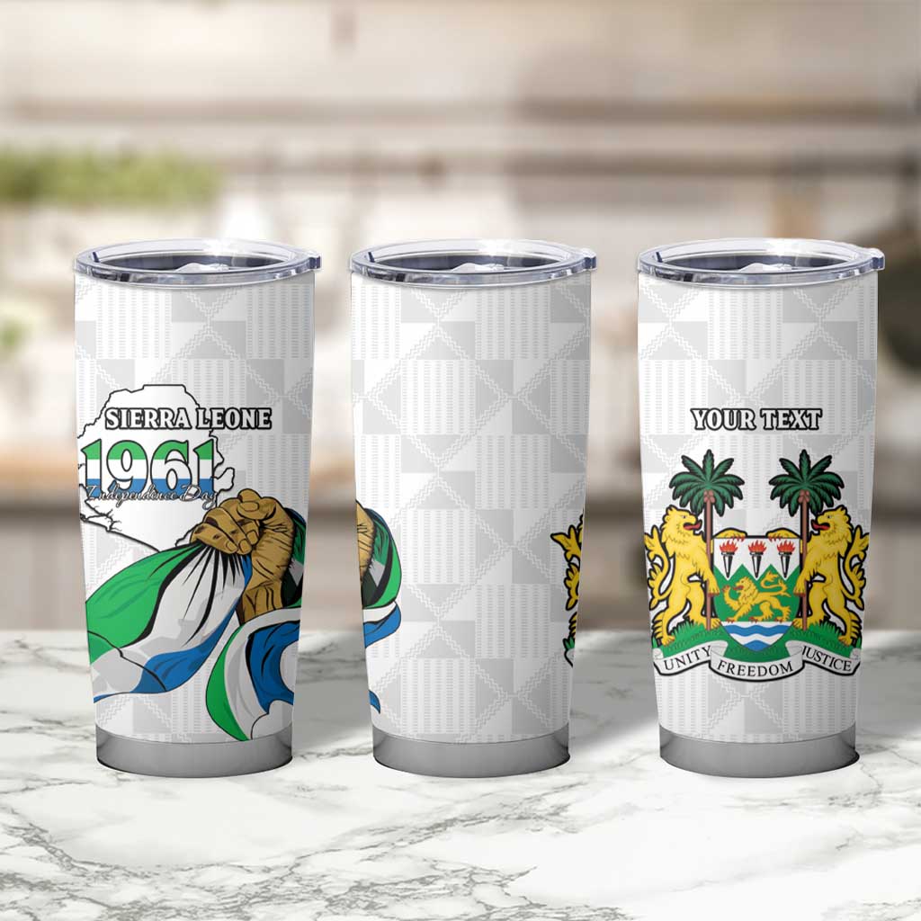 Personalised Sierra Leone Independence Day Tumbler Cup Map With Kente Pattern