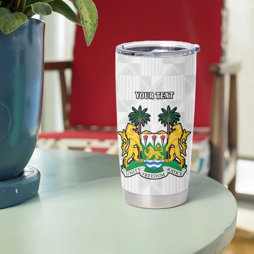 Personalised Sierra Leone Independence Day Tumbler Cup Map With Kente Pattern