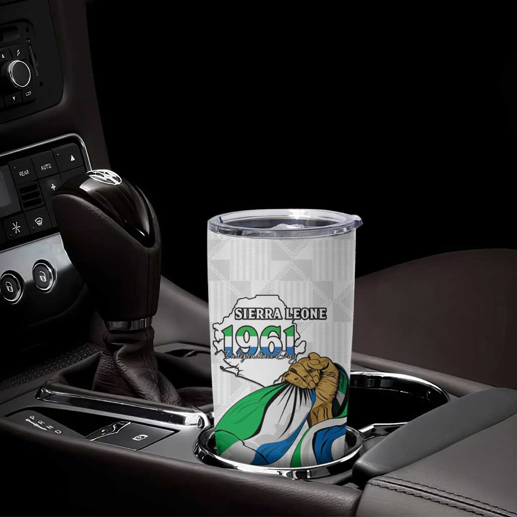 Personalised Sierra Leone Independence Day Tumbler Cup Map With Kente Pattern