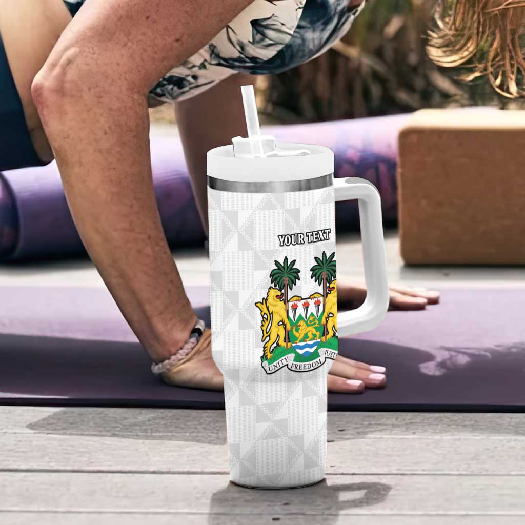 Personalised Sierra Leone Independence Day Tumbler With Handle Map With Kente Pattern