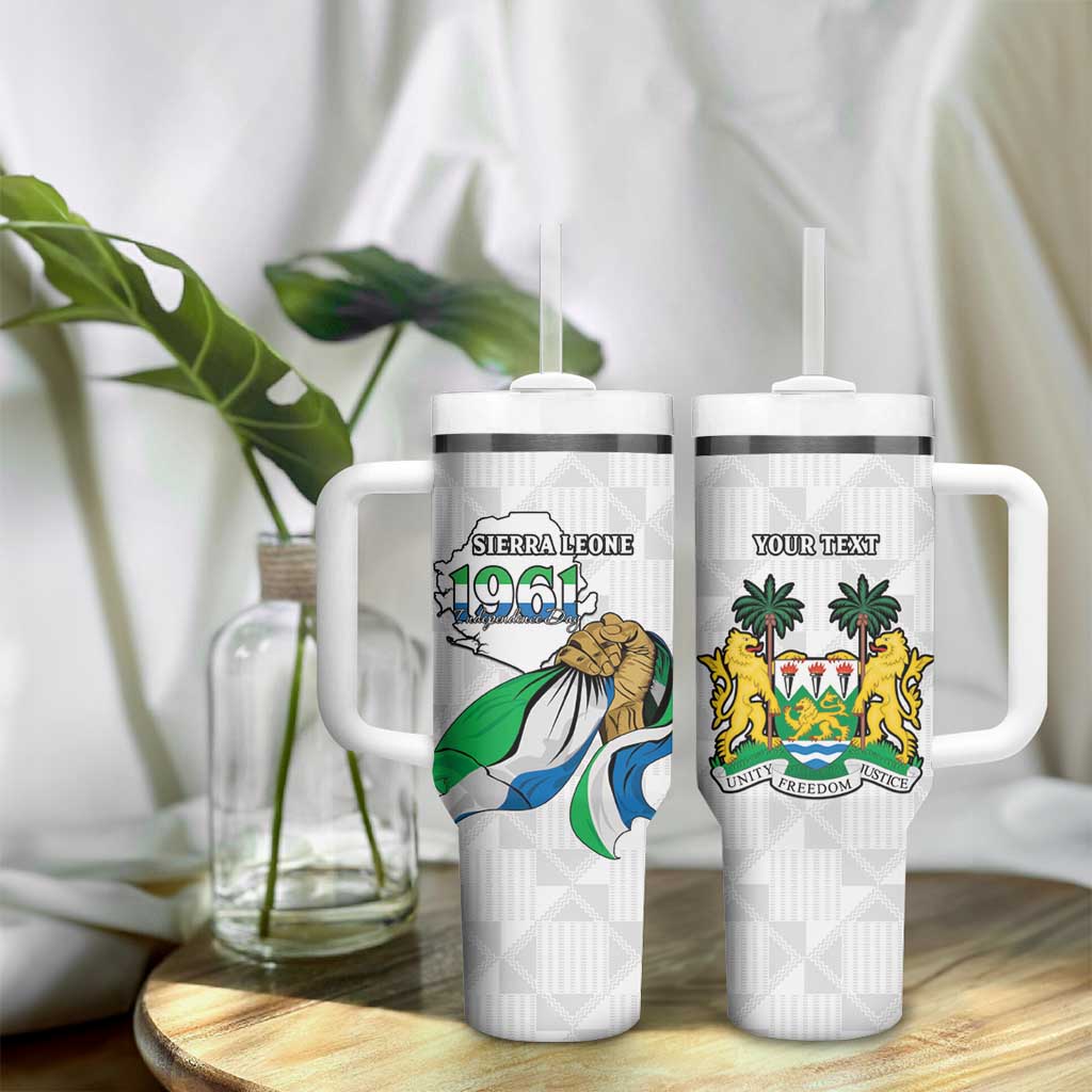 Personalised Sierra Leone Independence Day Tumbler With Handle Map With Kente Pattern