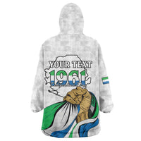 Personalised Sierra Leone Independence Day Wearable Blanket Hoodie Map With Kente Pattern