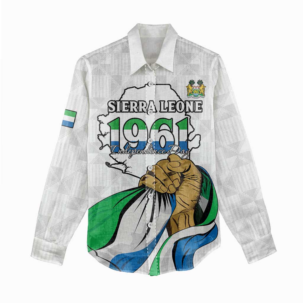Personalised Sierra Leone Independence Day Women Casual Shirt Map With Kente Pattern