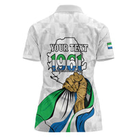 Personalised Sierra Leone Independence Day Women Polo Shirt Map With Kente Pattern