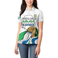 Personalised Sierra Leone Independence Day Women Polo Shirt Map With Kente Pattern