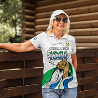 Personalised Sierra Leone Independence Day Women Polo Shirt Map With Kente Pattern