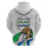 Personalised Sierra Leone Independence Day Zip Hoodie Map With Kente Pattern