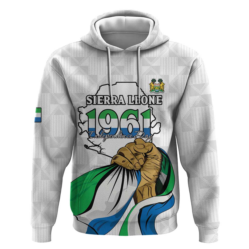 Personalised Sierra Leone Independence Day Zip Hoodie Map With Kente Pattern