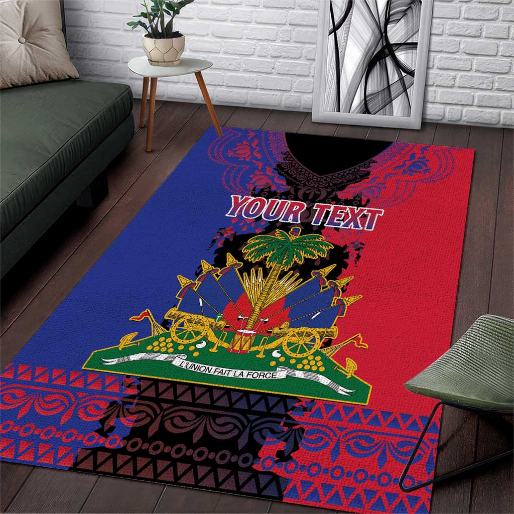 Personalised Haitian Heritage Month Area Rug Citadelle Laferriere Dashiki Pattern