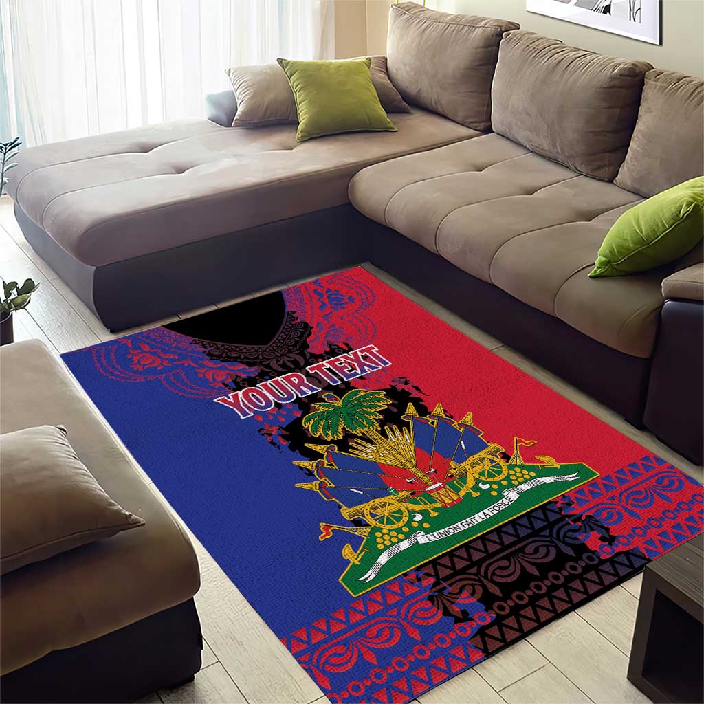 Personalised Haitian Heritage Month Area Rug Citadelle Laferriere Dashiki Pattern