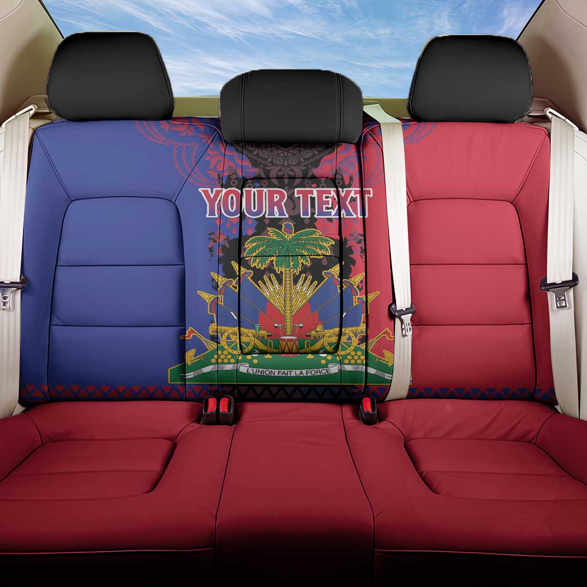Personalised Haitian Heritage Month Back Car Seat Cover Citadelle Laferriere Dashiki Pattern